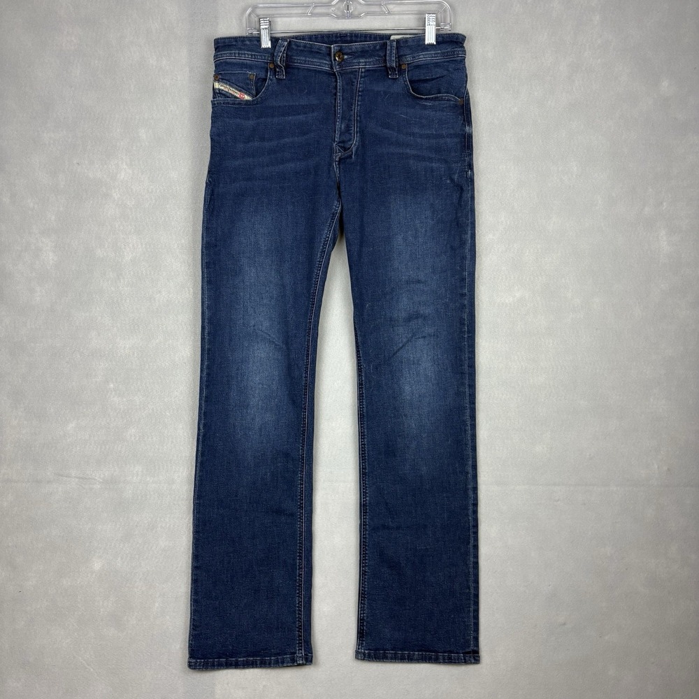 Diesel Larkee Jeans Mens 32x32 Blue Regular Straight Faded Button Fly RC58T Wash